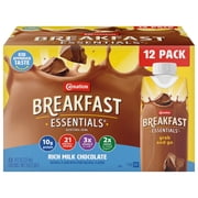 (2 pack) Carnation Breakfast Essentials Nutritional Protein-Packed Drink Shakes, Rich Milk Chocolate Breakfast Shakes, 8 fl oz, 12 Pack
