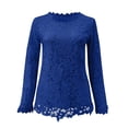 thumbnail image 5 of Women Elegant Casual Shirts Long Sleeve Lace Blouses Boho Floral Crochet Tops Plus Size Crewneck Dressy Tunic Dressy Lightweight Comfy Outfits Going Out Tops Ladies Fashion Trendy, 5 of 5