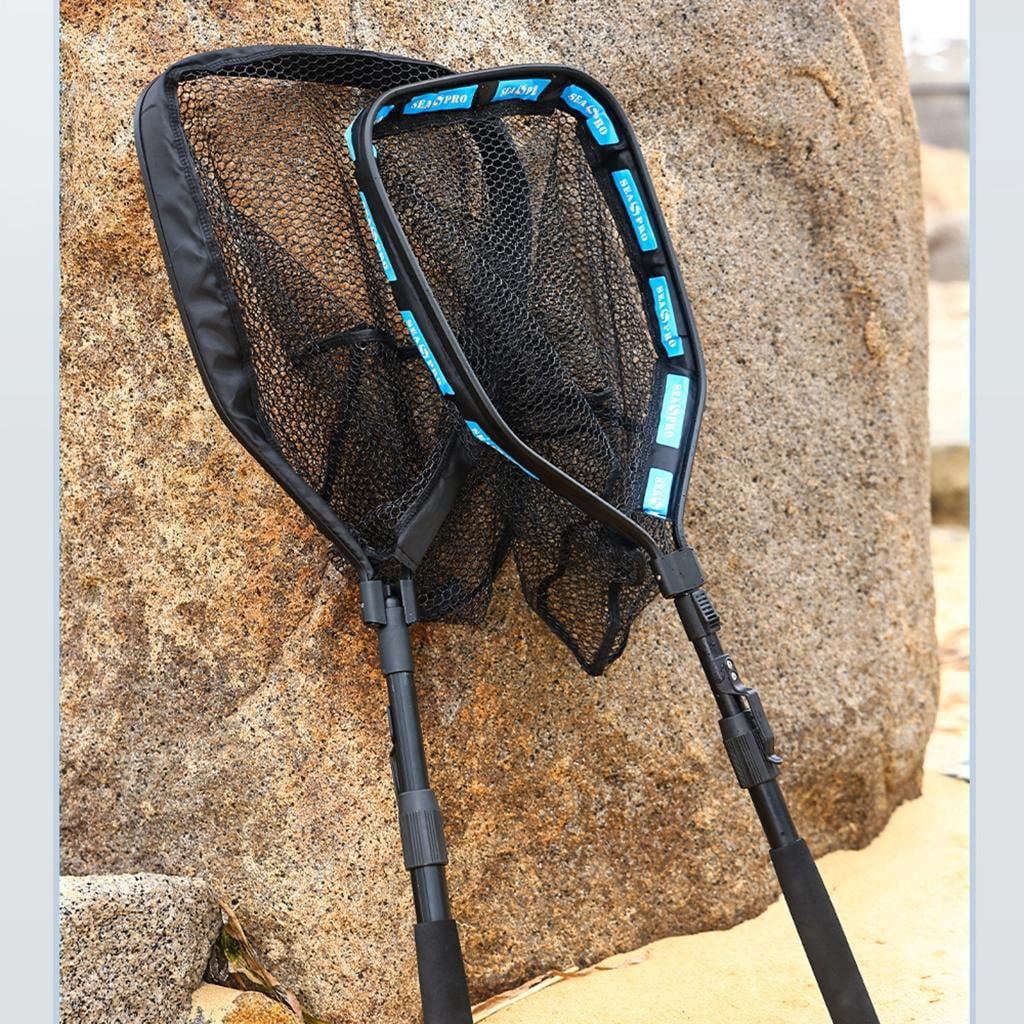 Yihuala Fishing Net Dip Net Fish Landing Net Safe Fish Net Dip Net EVA Handle Knotless Rubber Fishing Net