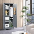 thumbnail image 2 of Lockable Storage Cabinet,Utility Closet with Doors and Shelves,Steel Cabinet with Adjustable Shelves for Home,Garage,Gray, 2 of 8
