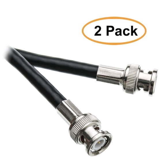 C&E BNC RG6 Coaxial Cable, Black, BNC Male, UL rated, 6 Feet, 2 Pack