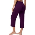 thumbnail image 5 of Only Moment Crz Yoga High Waisted Work Travel Pants with Pockets Stretchy Business Casual Slacks Purple,2XL, 5 of 6