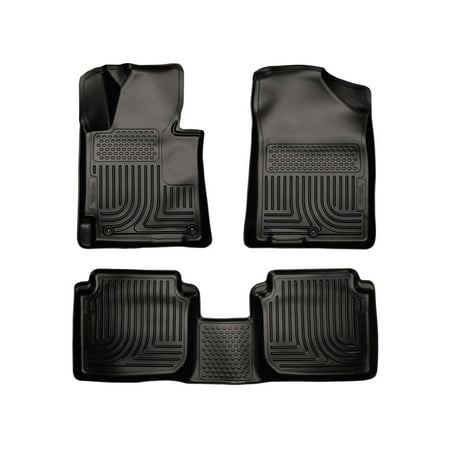 Husky Liners Weatherbeater Floor Mats | Fits 2011 - 2013 Hyundai Elantra Sedan; 2013 Hyundai Elantra Coupe | Front & 2nd Row, 3-pc Black - 98891