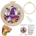 thumbnail image 2 of Cross Stitch Kits, Needle Point Kits Adults Beginner, Halloween Witch Decor, Halloween Wall Art, 9 Inch Diameter Diy Halloween Craft Kit with Pre-Printed Halloween Pattern, 2 of 8