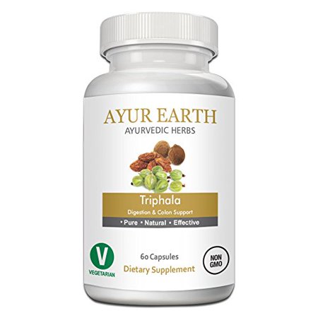 Pure Triphala Powder in Vegetarian Capsules - Ayurvedic Triphala Tablets - Natural Digestion & Colon Support Supplement - Amalaki, Bibhitaki and Haritaki Supplements - 30 Day Supply (60