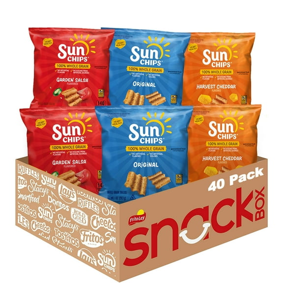 SunChips Multigrain Chips Variety Pack, 1 oz Bags, 40 Count (Assortment May Vary)