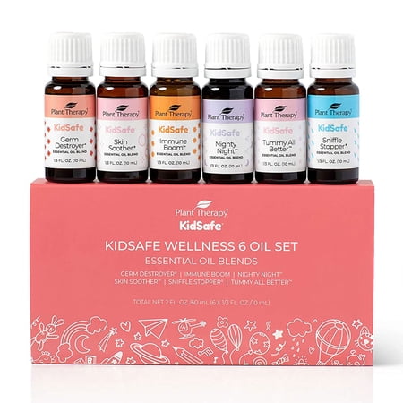 Plant Therapy KidSafe Wellness Essential Oil Blends Set 100% Pure, Undiluted, Therapeutic Grade 10 ml (1/3 oz) each