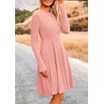 thumbnail image 4 of Vestido PRETTYGARDEN de Punto Acanalado Manga Larga en A Línea Rosa Talla L, 4 of 8
