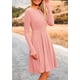 thumbnail image 4 of Vestido PRETTYGARDEN de Punto Acanalado Manga Larga en A Línea Rosa Talla L, 4 of 8