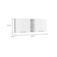 thumbnail image 3 of White 150 Wall Cabinet - Double Door, Two Outer & Inner Shelves 4 Door Panels With Metal Handles, Built-in Dish Rack Holder Storage Display Shelf Unit Stand In And Handles, 3 of 4