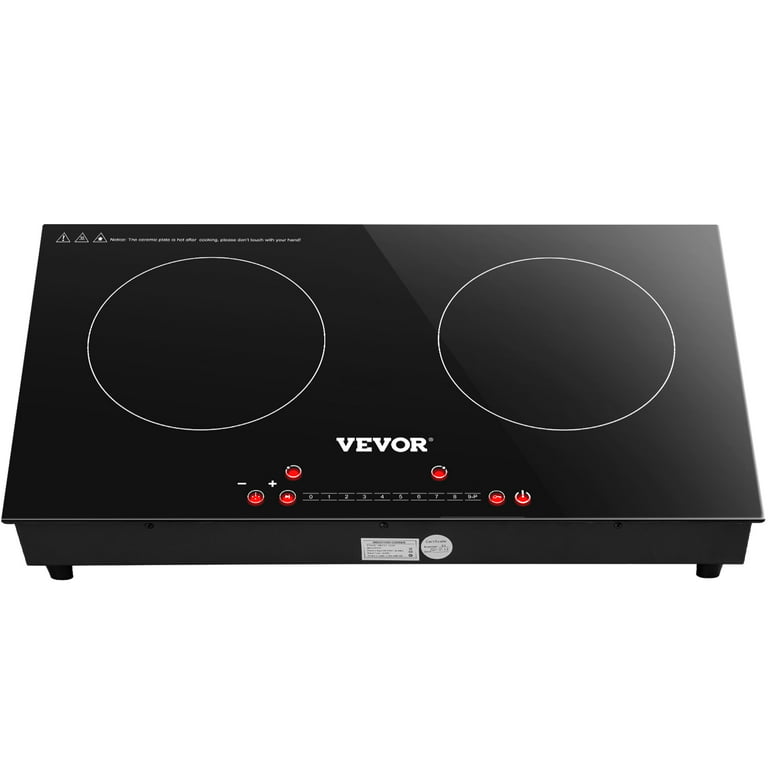 Double Electric Cooktop, 120V 2400W 24 Inch Built-in Electric