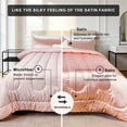 thumbnail image 3 of Pink 3Pcs Silky Quilt Set,&nbsp;Queen Comforter Set&nbsp;(90x90")+2 Pillowcases (20x28”), Silky Satin Fabric, Reversible&nbsp;Queen Size Bedding, Ultra-Soft Machine Washable for Home Bedroom, 3 of 9