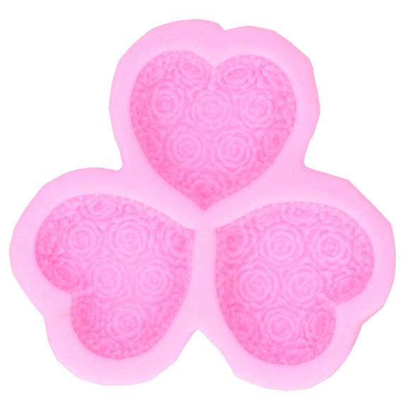 Molde de silicona Jadeshay rosa en forma de corazón 3 cavidades