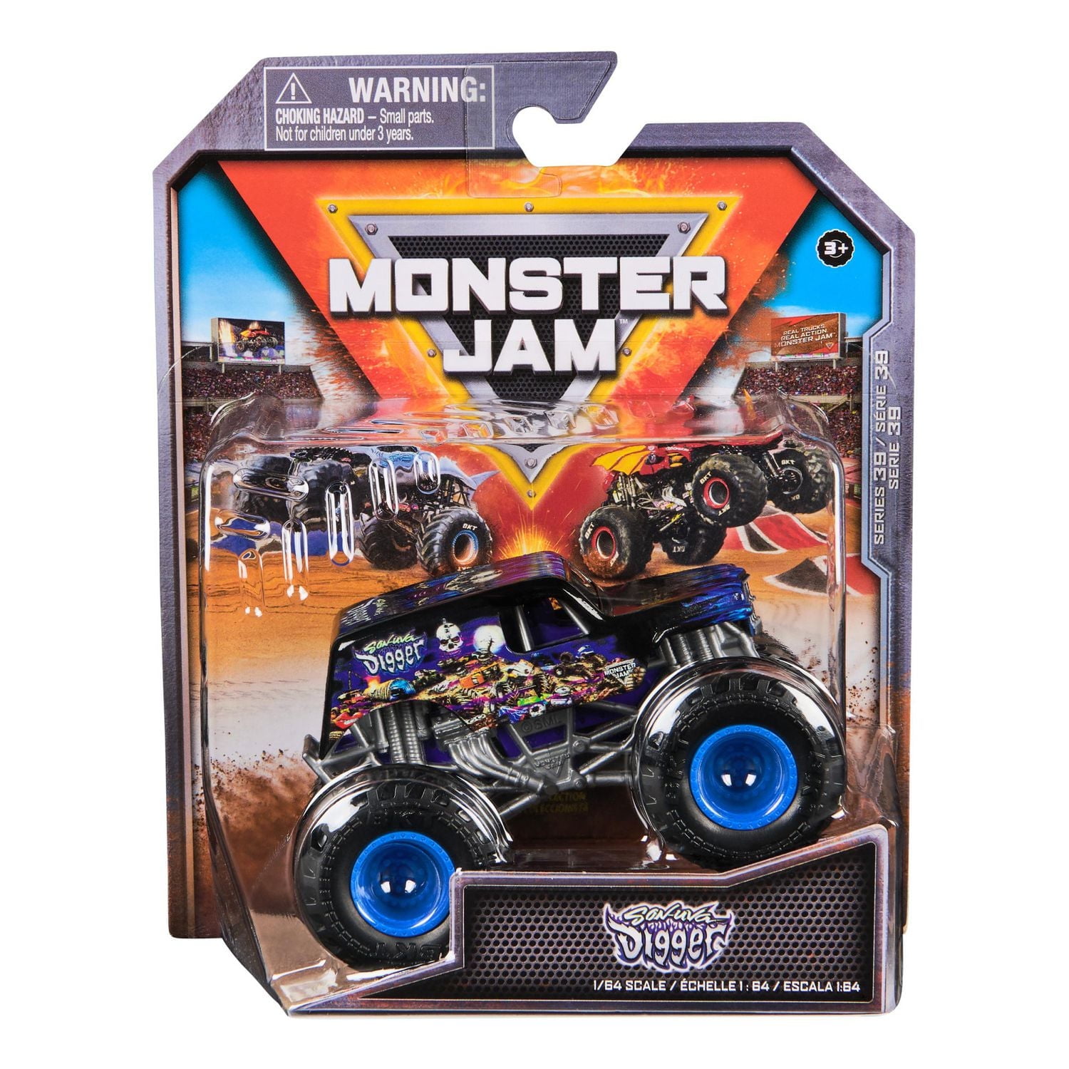 Monster Jam, Official Son-uva Digger Monster Truck, Die-Cast Vehicle, 1:64 Scale, Kids Toys for Boys Ages 3 and up
