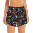 thumbnail image 2 of Picia Basketball Pattern Women's 2 in 1 Athletic Running Shorts High Waisted Workout Casual Gym Sweat Shorts with Comfy Liner Zipper Pockets-, 2 of 9