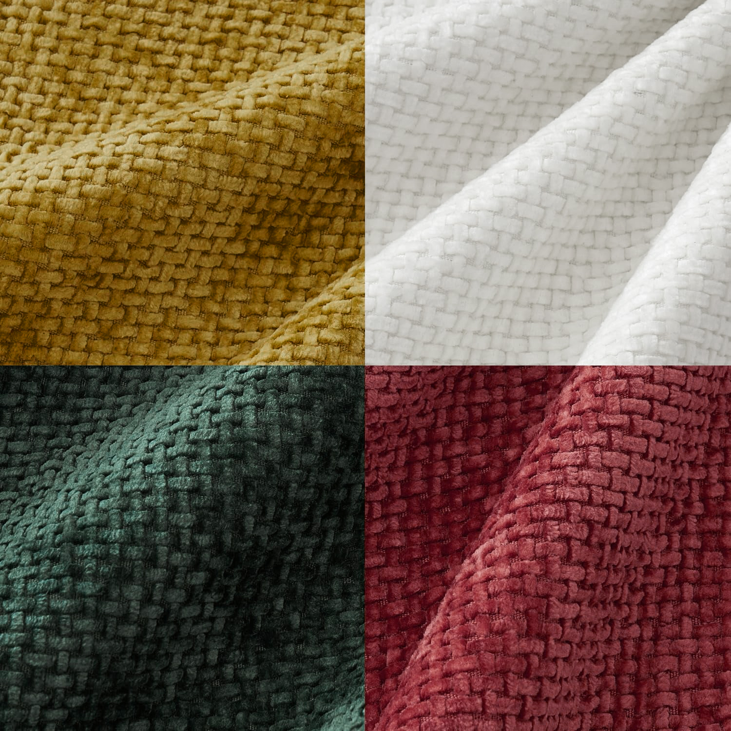 SUSIELADY Set of 4 Decorative Throw Pillow Covers 18x18 Inch, Soft Chenille Cushion Covers for Couch Sofa Bed, Boho Farmhouse Style for Living Room & Bedroom Decor, Christmas Red/Green