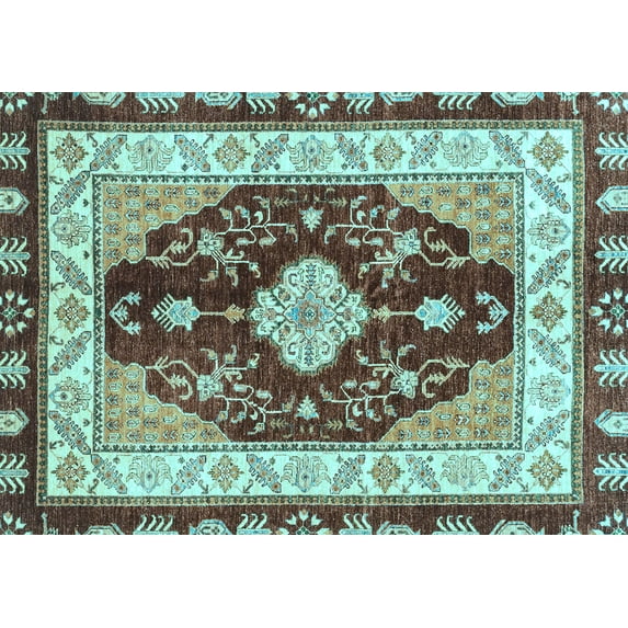 Ahgly Company Indoor Rectangle Abstract Light Blue Modern Area Rugs, 6' x 9'