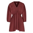 thumbnail image 5 of BangWanChi Dresses for Women Casual Spring Women's Fashion Casual Summer Three-quarter Sleeve V-Neck Mini Dresses, 5 of 8