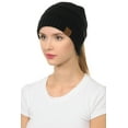 thumbnail image 3 of C.C Women's Thick Soft Knit Beanie Cap Hat High Bun Beanietail Ponytail Beanie Warm Chunky Soft Stretch Cable Knit Beanie Skully Charcoal, 3 of 3