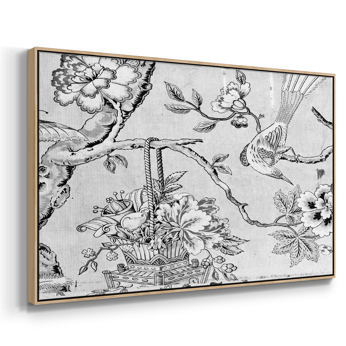 Vintage Abstract Print-XIX Framed in Natural Wood Wood Gallery Wrapped Canvas 17 in. x 25 in.