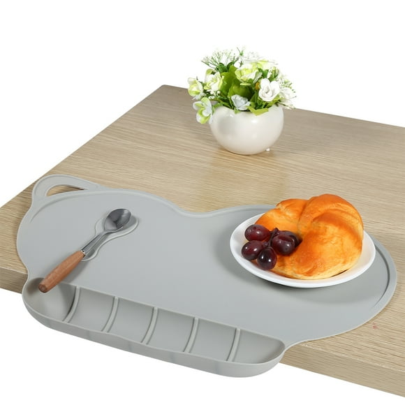 Baby Plate Mat, 1Pc 4 Colors Silicone Baby Divided Plate Baby Dish Anti Slip Waterproof Folding Child Dinner Table Set