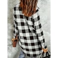 thumbnail image 4 of ZOELNIC Womens Shacket Long Sleeve Collared Button Down Plaid Shirt Casual Work Tops, M, 4 of 6