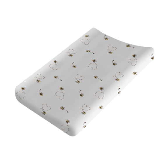 Bees Love Hearts Baby Changing Pad Covers for Boy Girl 32''x 16'' Cartoon Bumblebee Fitted Changing Pad Sheets Comfort Soft Breathable Nursery Baby Diaper Changing Table Mats
