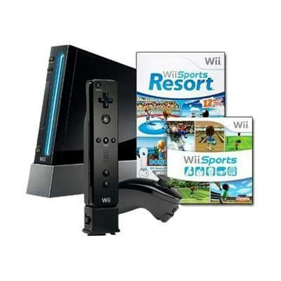 Restored Nintendo Wii - Limited Edition Sports Resort Pak - game console - black - Wii Sports, Wii Sports Resort - with Wii MotionPlus (Refurbished)