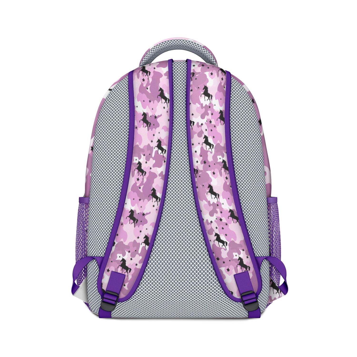 Fantasy Unicorn & Floral Backpack - Waterproof Student Bag with Mythical Horse Design, Padded Straps & Spacious Compartments