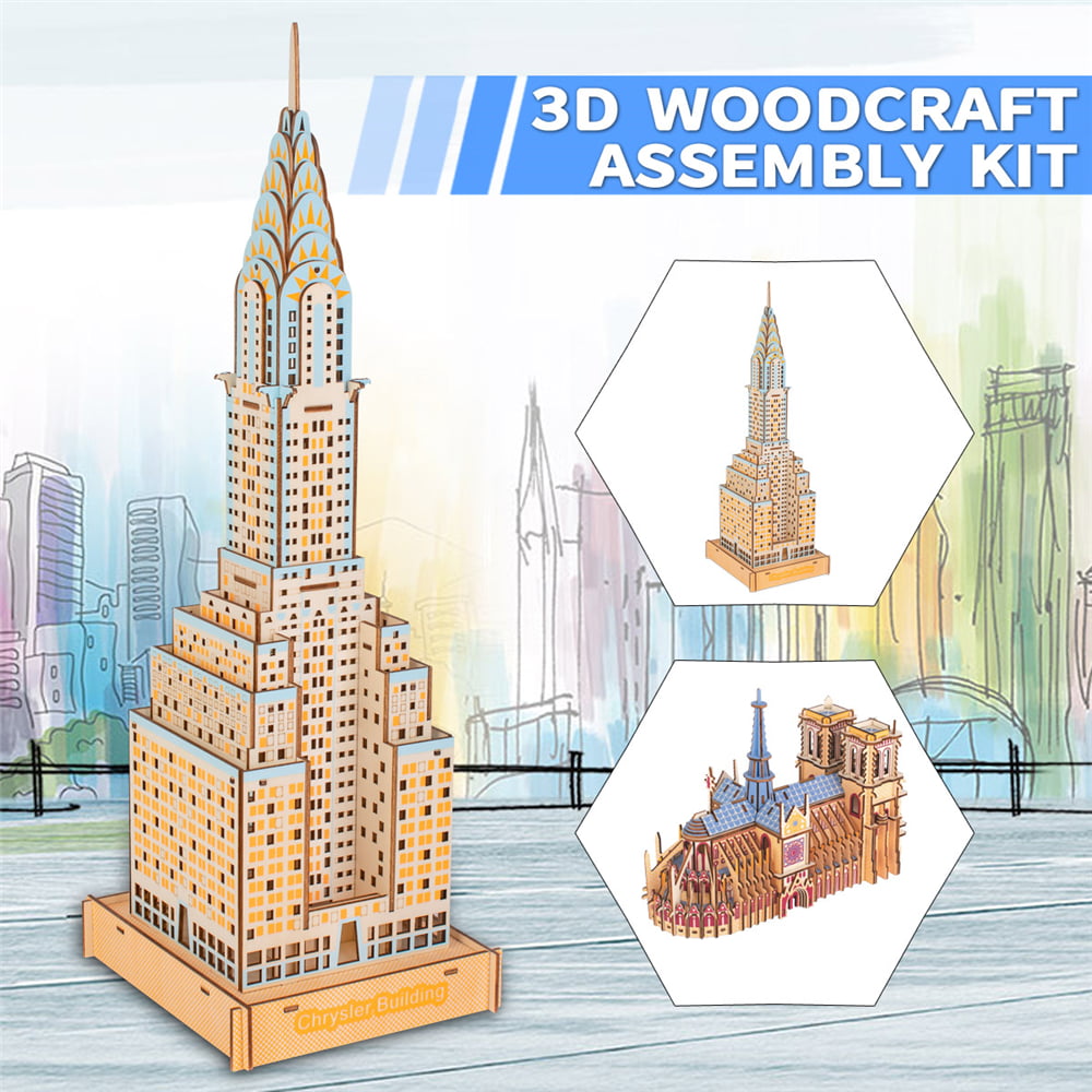 3D Wooden Puzzle DIY Animal Model Laser Cut Toy Gift for Kids Boys Girls B 