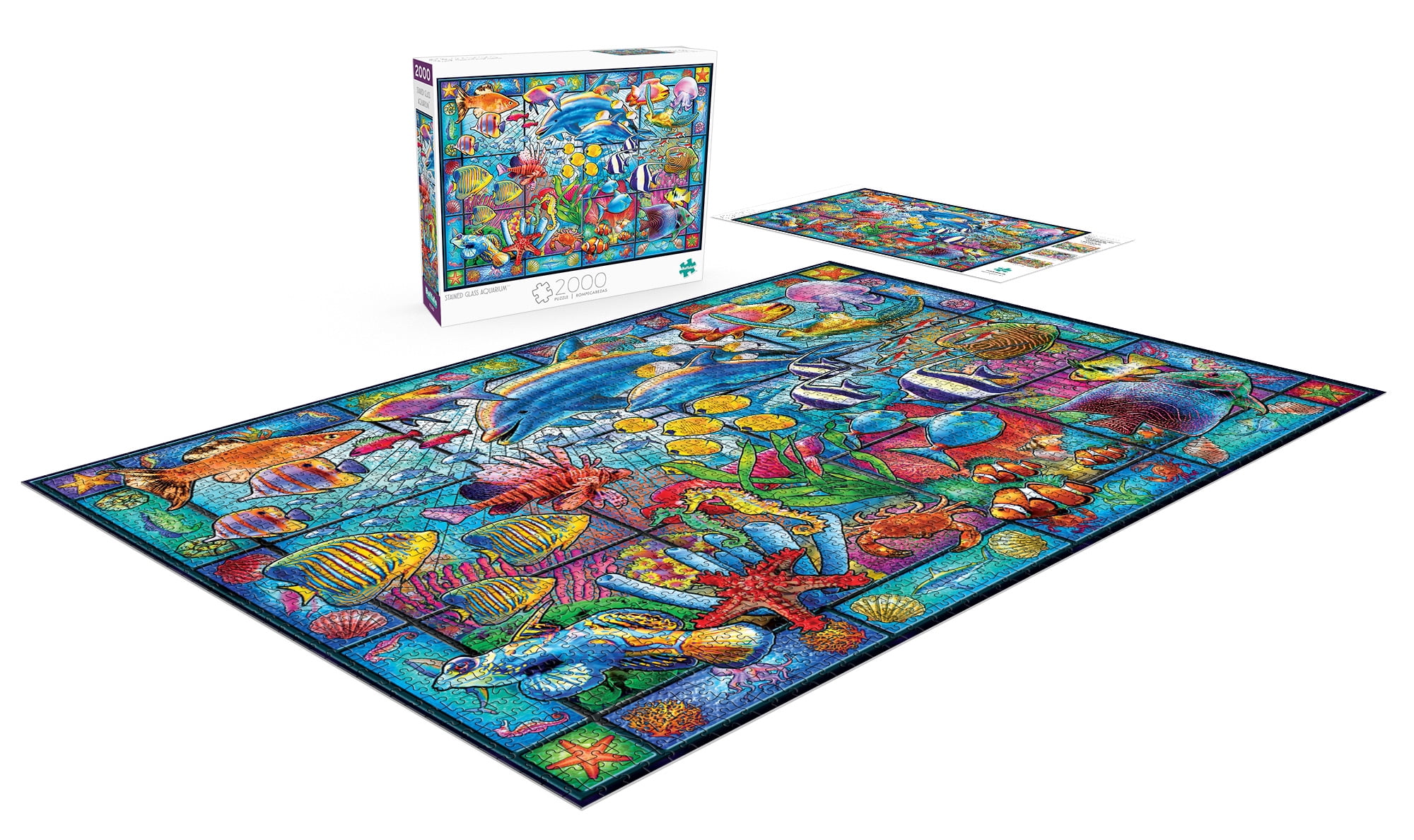 Buffalo Games 2000-Piece Collection Stained Glass Aquarium Interlocking Jigsaw Puzzle
