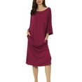 thumbnail image 2 of Unique Bargains Womens' Sleepshirt Nightshirt 3/4 Sleeve Nightgown Sleep Shirt Dress, 2 of 5