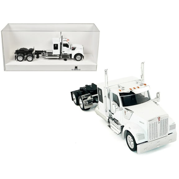 Kenworth W990 with Flat Top Sleeper Cab White 1/87 (HO) Scale Plastic Model Car by HO Logistics