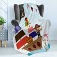 thumbnail image 4 of Ahoy Its a Boy Soft Flannel Fleece Throw Blanket, Pirate Kids Treasure Chest Ship on Ocean Background Illustration, Cozy Plush for Indoor and Outdoor Use, 50" x 70", Multicolor, by Ambesonne, 4 of 5