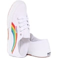 thumbnail image 4 of Superga 2750 Cotu Rainbow Women's Classic Lace Up Canvas Trainers In White Size 9.5, 4 of 6