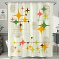 thumbnail image 2 of Mid Century Modern Shower Curtain Retro Stars Shower Curtains for Bathroom Abstract Vintage Boho Art Waterproof Fabric Bath Curtain Decor with Hooks (Yellow1, 72'''' x 72''''), 2 of 6