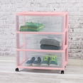 thumbnail image 3 of Sterilite Wide 3 Drawer Storage Cart, Plastic Rolling Organization Cart, Pink Frost, 3 of 6