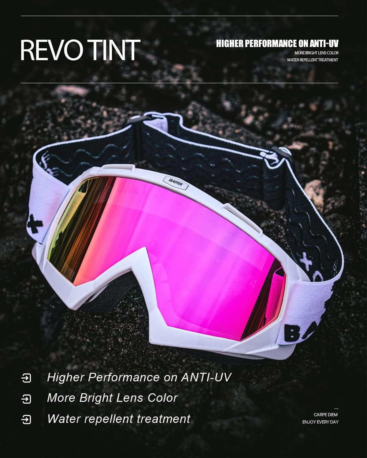 Dirt Bike ATV Goggles Motorcycle Gear Riding Motocross Dirtbike 4-Wheeler MX DH Accessories Goggles Glasses for Men Women UV Protection Dust-proof Anti-Slip Strap