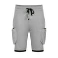 thumbnail image 3 of HOOMEUMY Men's Summer 2-In-1 Cargo Shorts Drawstring Elastic Waist Multi Pockets Beach Shorts with Zipper Gray XL, 3 of 5