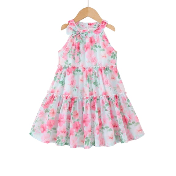 Kids Girls Clothes Little Girl Floral Dress 6Y Girls Summer Dress 7Y Girls Sleeveless Halter Dress