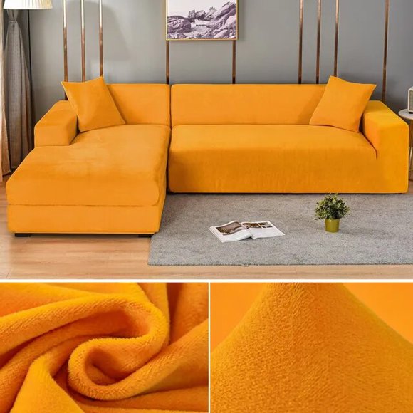 Velvet Sofa Cover Thick Elastic 1/2/3/4 Seater Sofa Cover for Living Room Velvet Plush L Shaped Corner Sofa Cover Couch Cover
