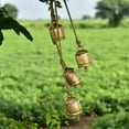 thumbnail image 6 of Vivanta Giant Cow Bells Set Rustic Vintage Lucky Harmony Cluster Christmas Bells on Jute Rope, Wind Chimes Wall Décor 36", Gold, 6 of 11