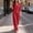 Red, variant on IUYRTFE Women's V-Neck 3/4 Sleeve Top and Wide Leg Pants Set with Pockets Casual Cotton Linen Two Piece Outfit