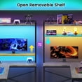 thumbnail image 6 of SEDETA L Shaped Computer Desk, 45.3” Small Office Desk, Corner Compuer Desk with Hutch, LED Lights, Power Outlet, Storage Shelves and Hooks for Home Office, Grey, 6 of 7