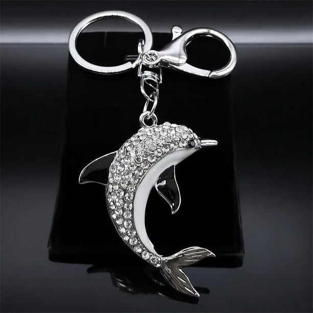 Lindos Llaveros De Acero Inoxidable Con Diseño De Delfín, Regalo De Animales Marinos, Decoración Para Mujeres, Bolsos, Dijes, Chapado En Plata