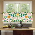 thumbnail image 4 of Yayeee Kitchen Curtains Tier Set of 2 Light Filtering 57"x36" Over Sink Window Panels, Retro Orange Floral, 4 of 7