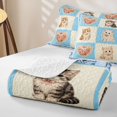 thumbnail image 4 of Homewish Blue Pet Cat Plaid Twin Quilt Set,Lovely Floral Twin Coverlet Set,2pcs, 4 of 7