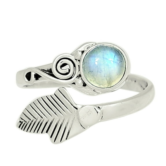 Leaf - Moonstone - India 925 Sterling Silver Jewelry Ring s.7 ALLR-12485