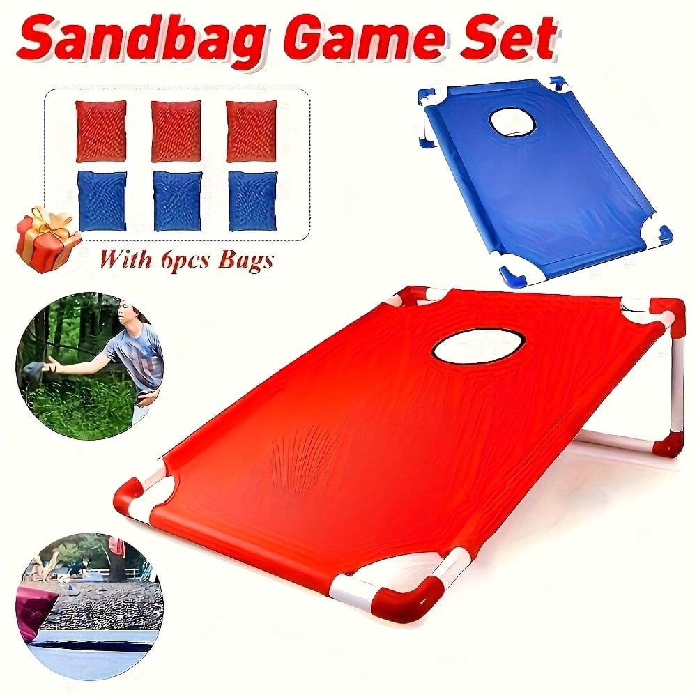 Portable Foldable Cornhole Bean Bag Toss Game Set, Red & Blue Boards with 8 Bean Bags, for Backyard, Beach, Tailgating & Family Outdoor Activities