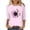 Pink-15, variant on Womens T Shirts Fashion Printed T-Shirt 3/4 Sleeves Blouse Round Neck Casual Top Summer Tops For Women